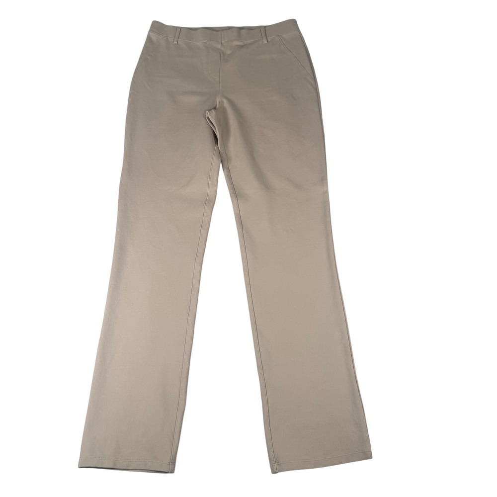 Quince Ultra-Stretch Ponte Straight Leg Pants Womens M Beige‎ Rayon Blend Luxe